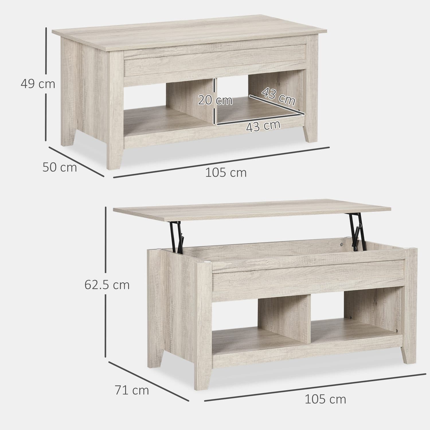 Oak Effect Lift Top Table - image 4