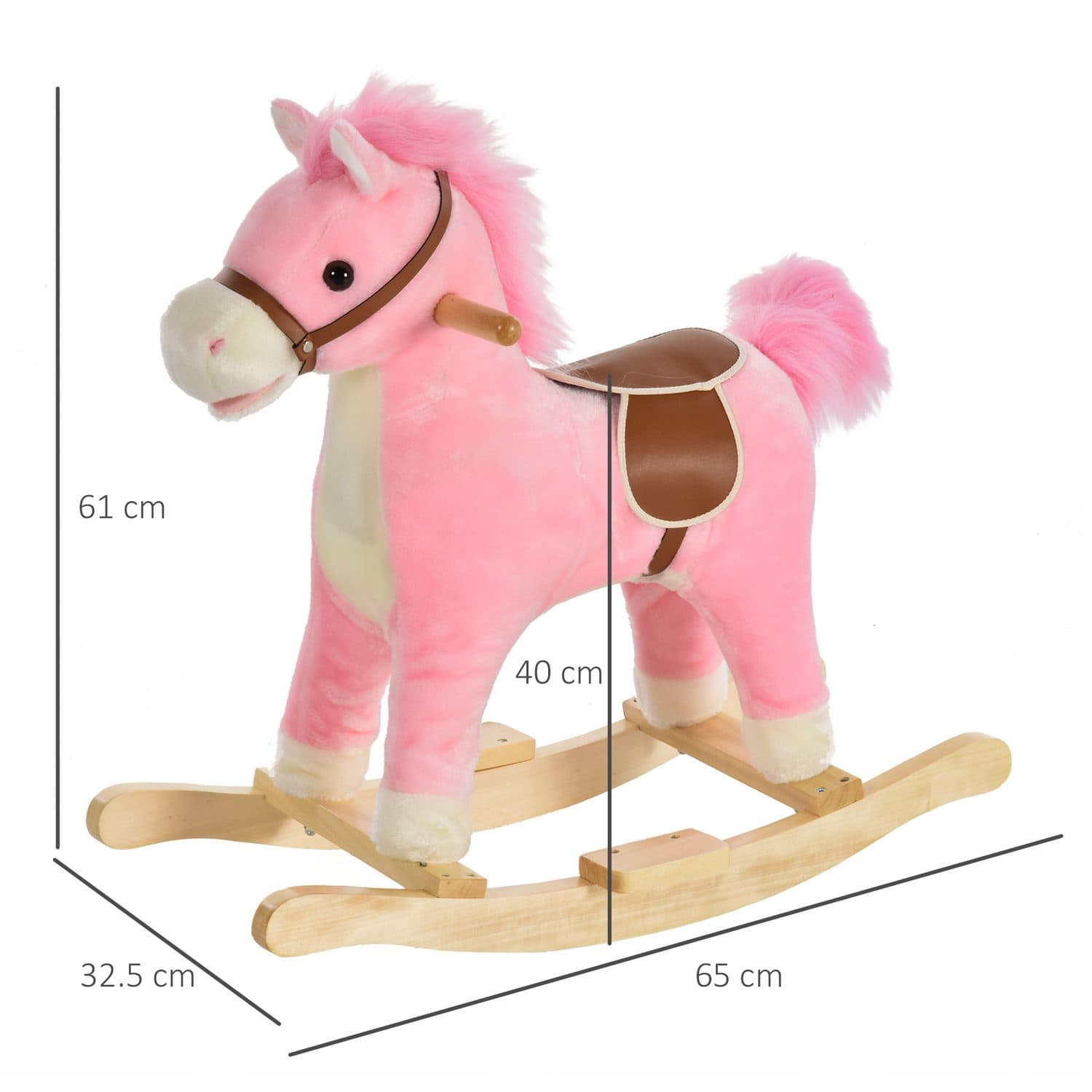 Pink Plush Rocking Horse With Interactive Sounds for Kids - image 5