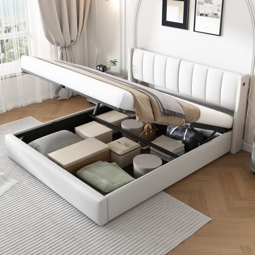 Modern King Size Ottoman Bed with LED Lighting and USB Charging - image 23