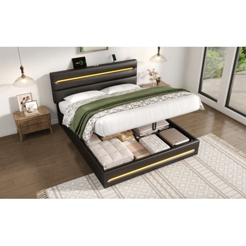 Smart King Size Ottoman Bed with LEDs, USB & Hydraulic Storage - image 16