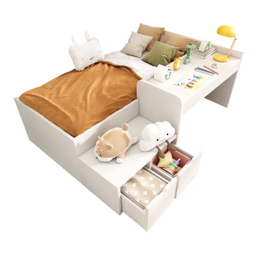 The Smart All-in-One Bed, Desk, and Storage for Kids' Rooms - White