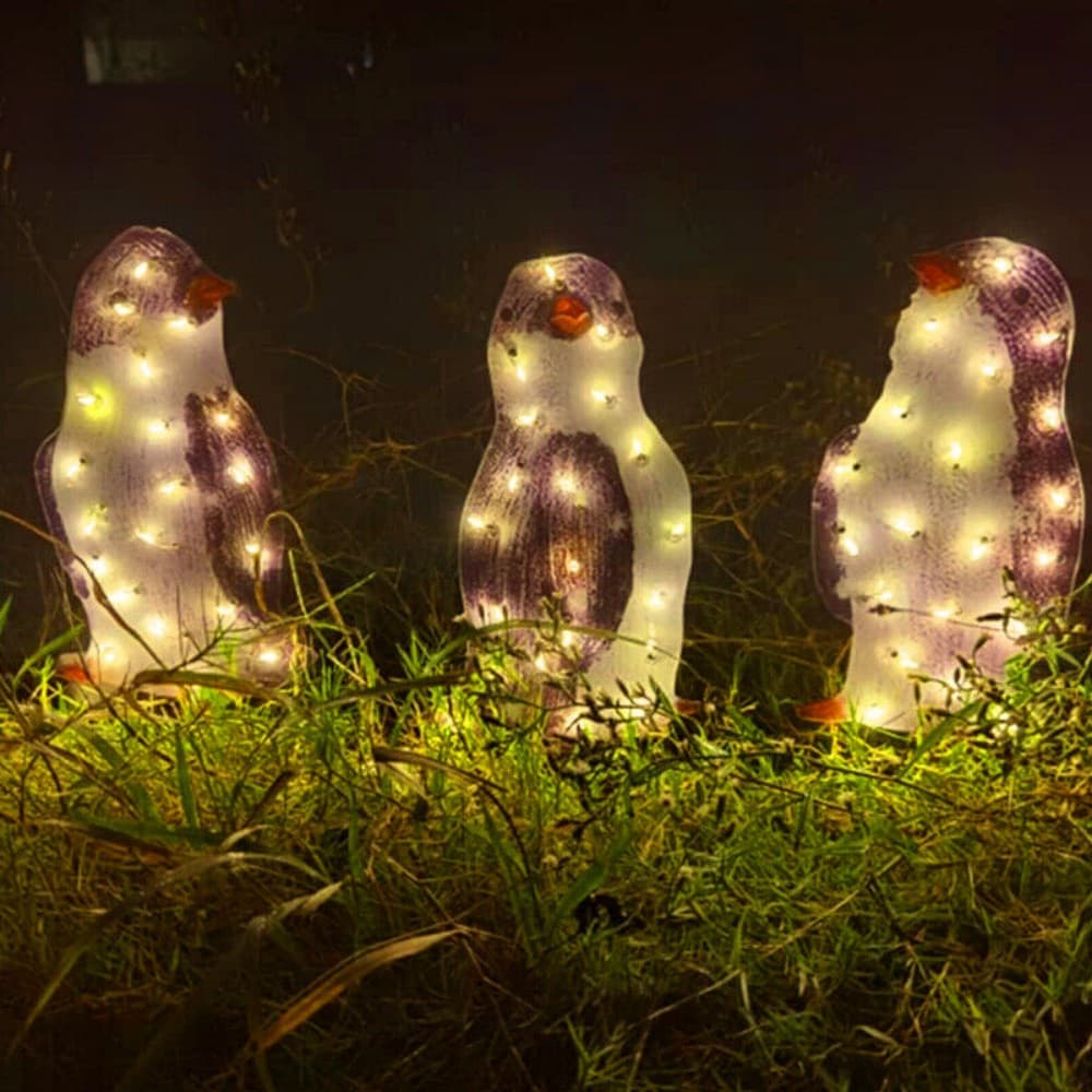 Set of 3 Light-Up Penguin Family Christmas Garden Ornaments - image 3