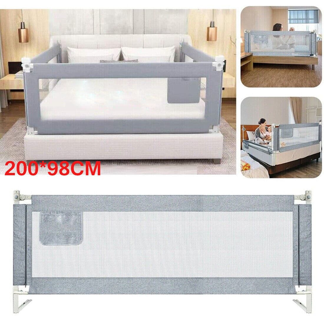 Height-Adjustable 200cm Bed Guard Rail for Toddlers - image 12