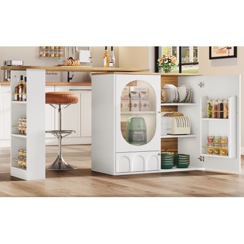360° Rotating Bar Table with Storage, White - image 15