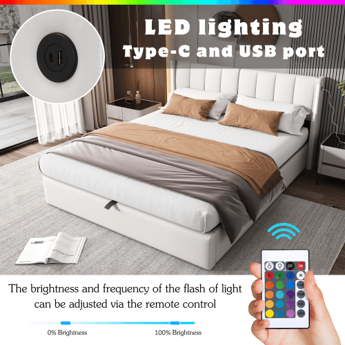 Modern King Size Ottoman Bed with LED Lighting and USB Charging - image 19