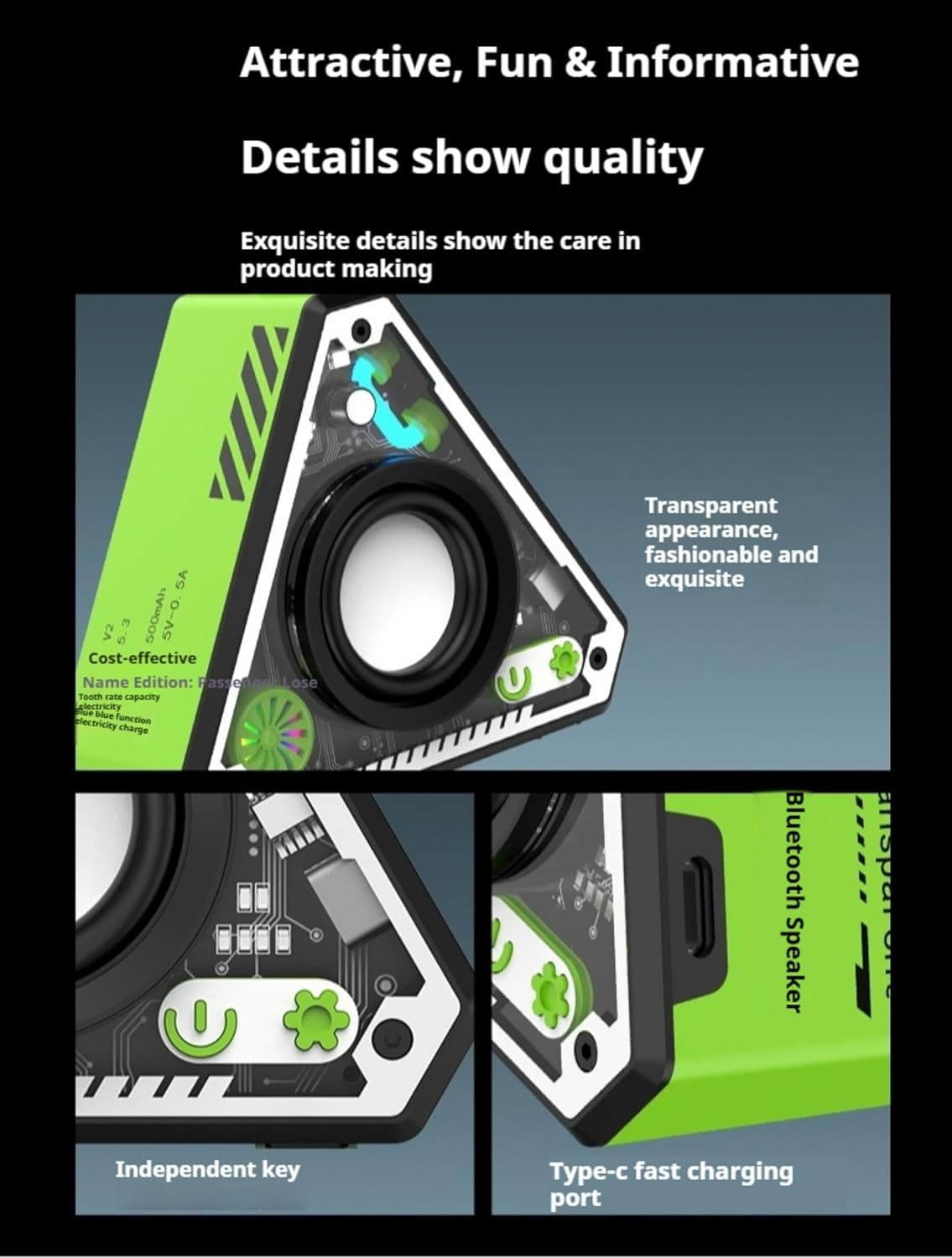 Compact Triangle Bluetooth Speaker with Built-In LED Glow - image 14