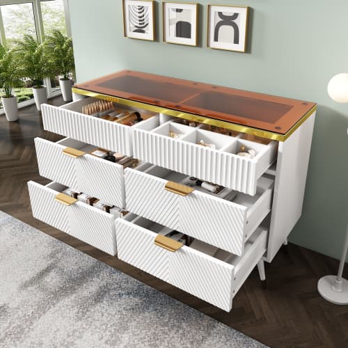 Contemporary White 6-Drawer Sideboard Cabinet - image 13