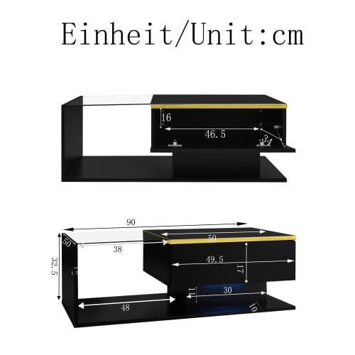 Modern High Gloss Coffee Table with Glass Top and LED Lighting - image 24