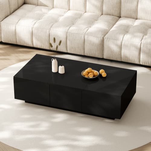 White High Gloss Coffee Table with Hidden Storage - image 7