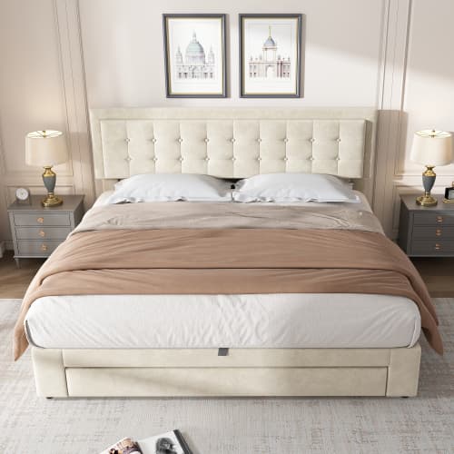 Upholstered King Size Bed with LED Lights and USB Charging Port (5ft) - image 18