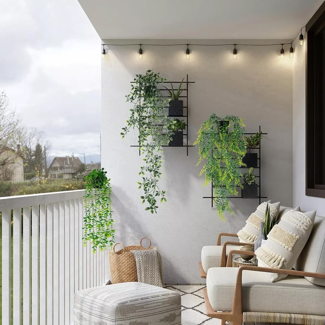 Set of 3 Realistic Artificial Hanging Plants - image 12