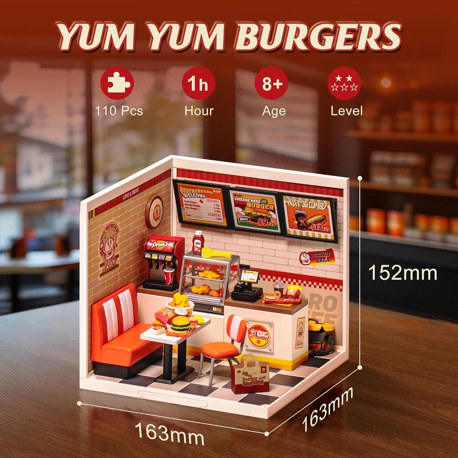 DIY Miniature Burger Shop Kit 'Yum Burgers' by Robotime - image 10