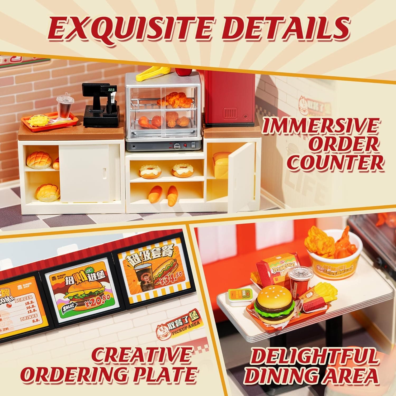 DIY Miniature Burger Shop Kit 'Yum Burgers' by Robotime - image 5