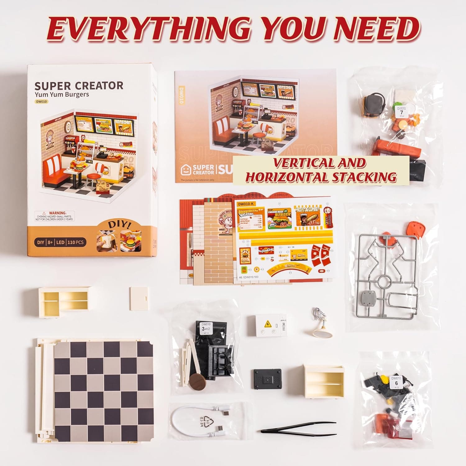 DIY Miniature Burger Shop Kit 'Yum Burgers' by Robotime - image 9