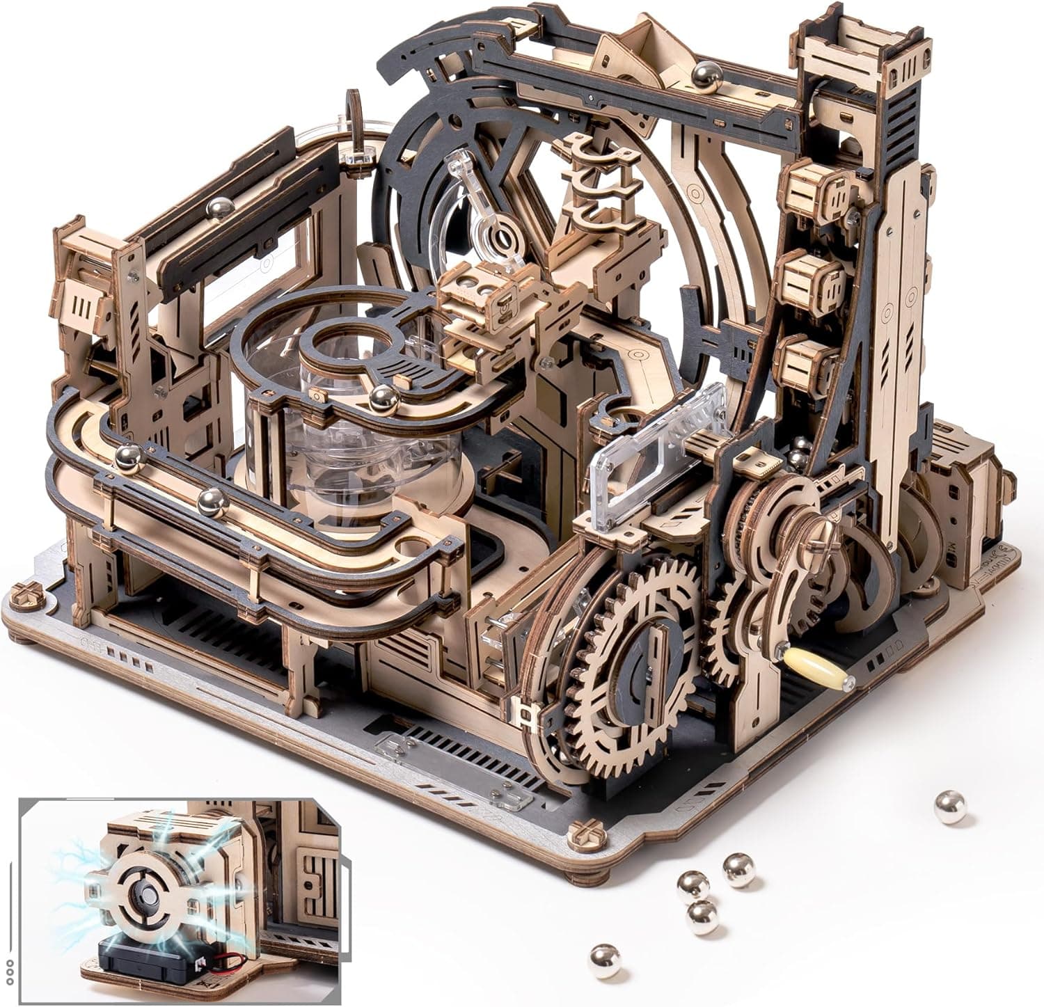 Mechanical Wooden 3D Marble Run: 'Spaceport' Model Kit - image 5