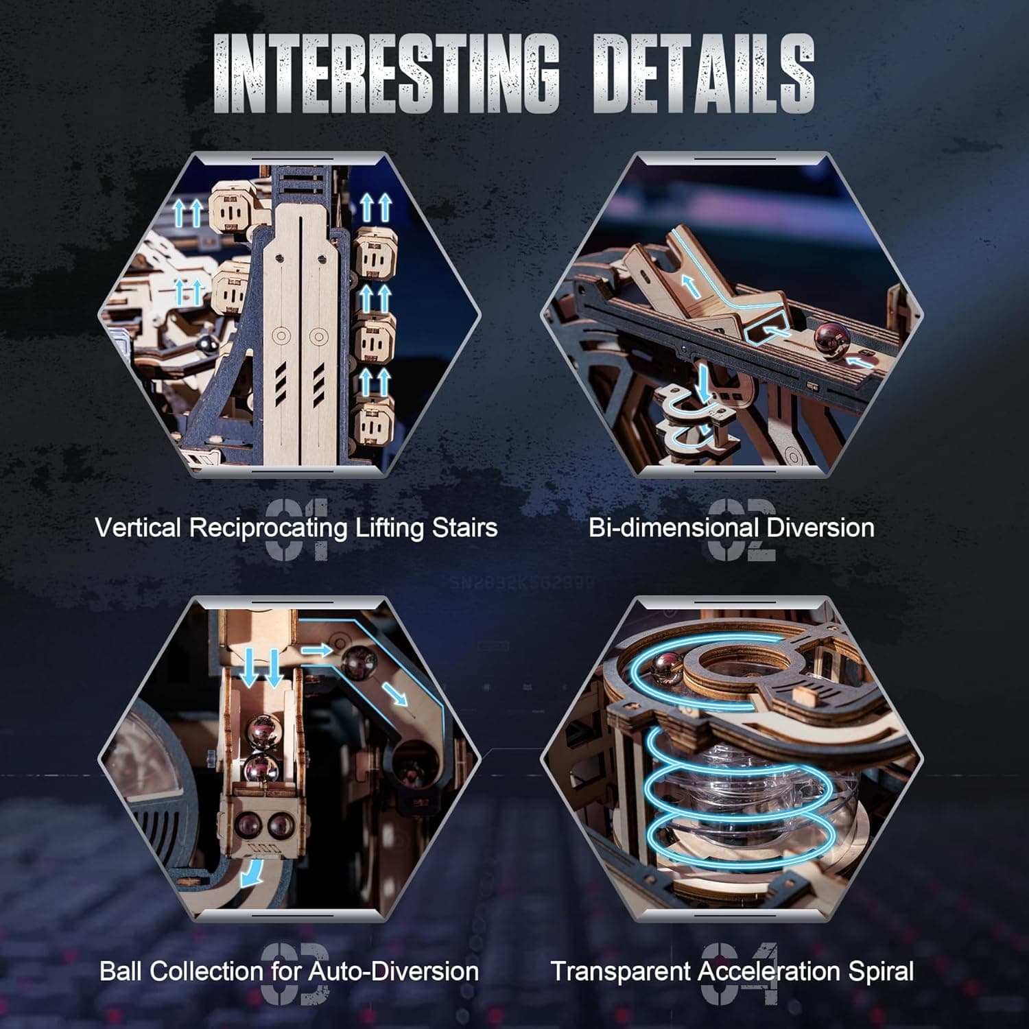 Mechanical Wooden 3D Marble Run: 'Spaceport' Model Kit - image 2