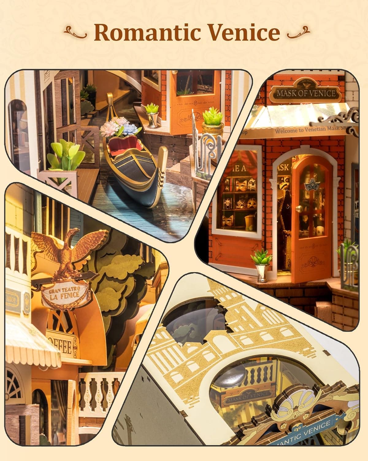 DIY Book Nook Kit: Romantic Venice Bookshelf Insert - image 2