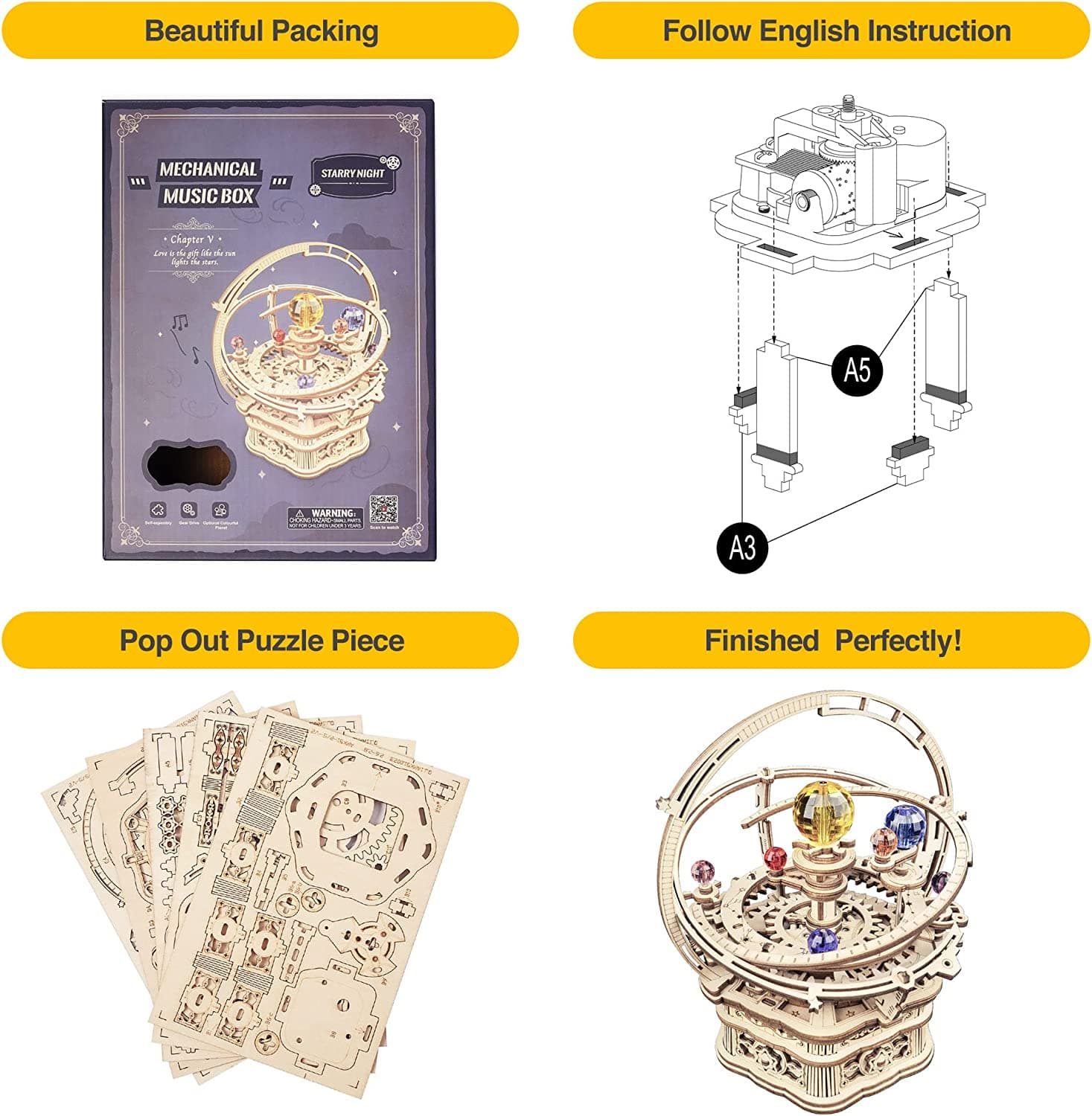 ROKR Starry Night Mechanical Music Box - image 3