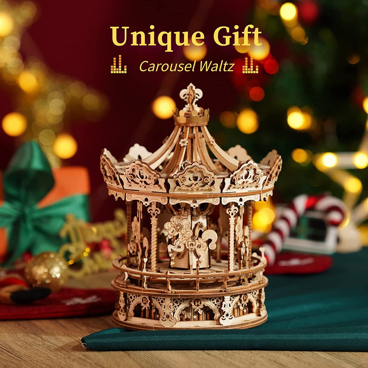 Romantic Carousel 3D Wooden Puzzle Music Box - image 8