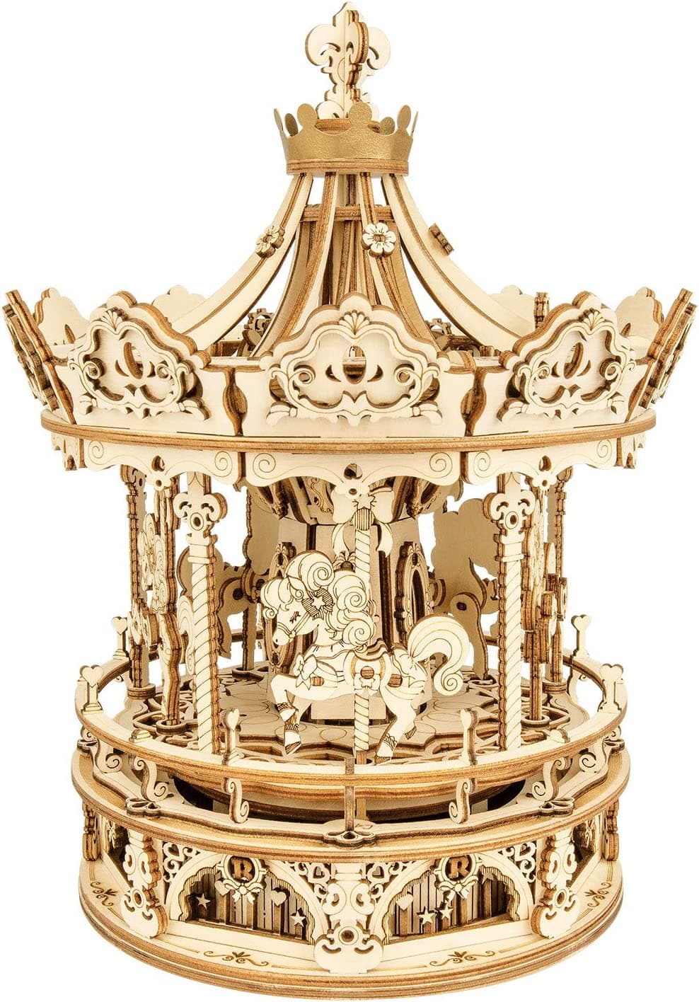 Romantic Carousel 3D Wooden Puzzle Music Box - image 11