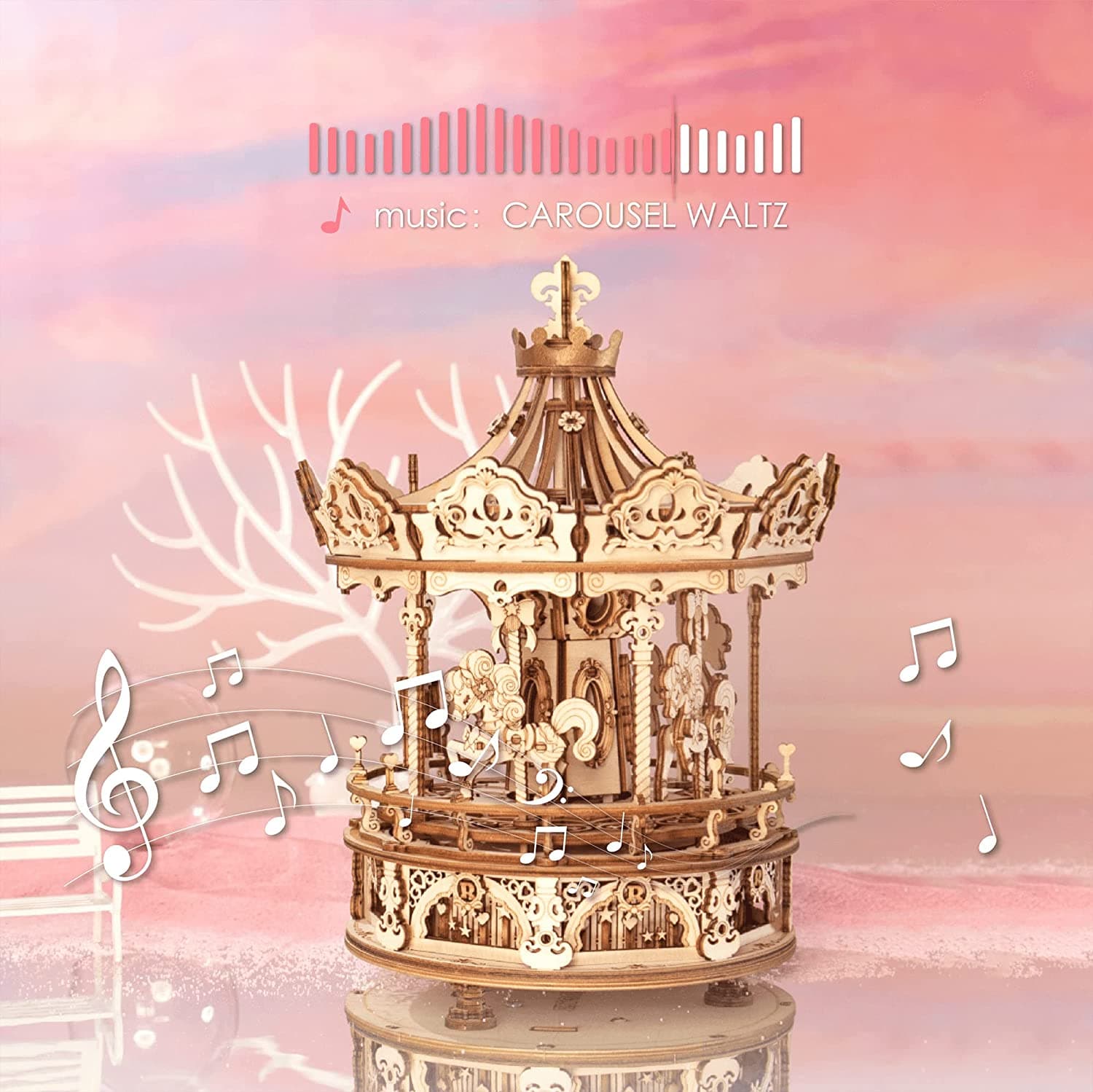 Romantic Carousel 3D Wooden Puzzle Music Box - image 7