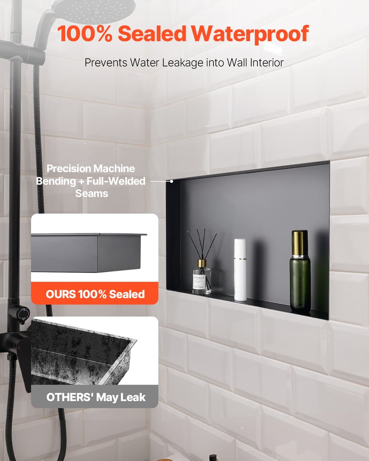 Effortless Organisation with a Sleek Black Shower Niche - image 1