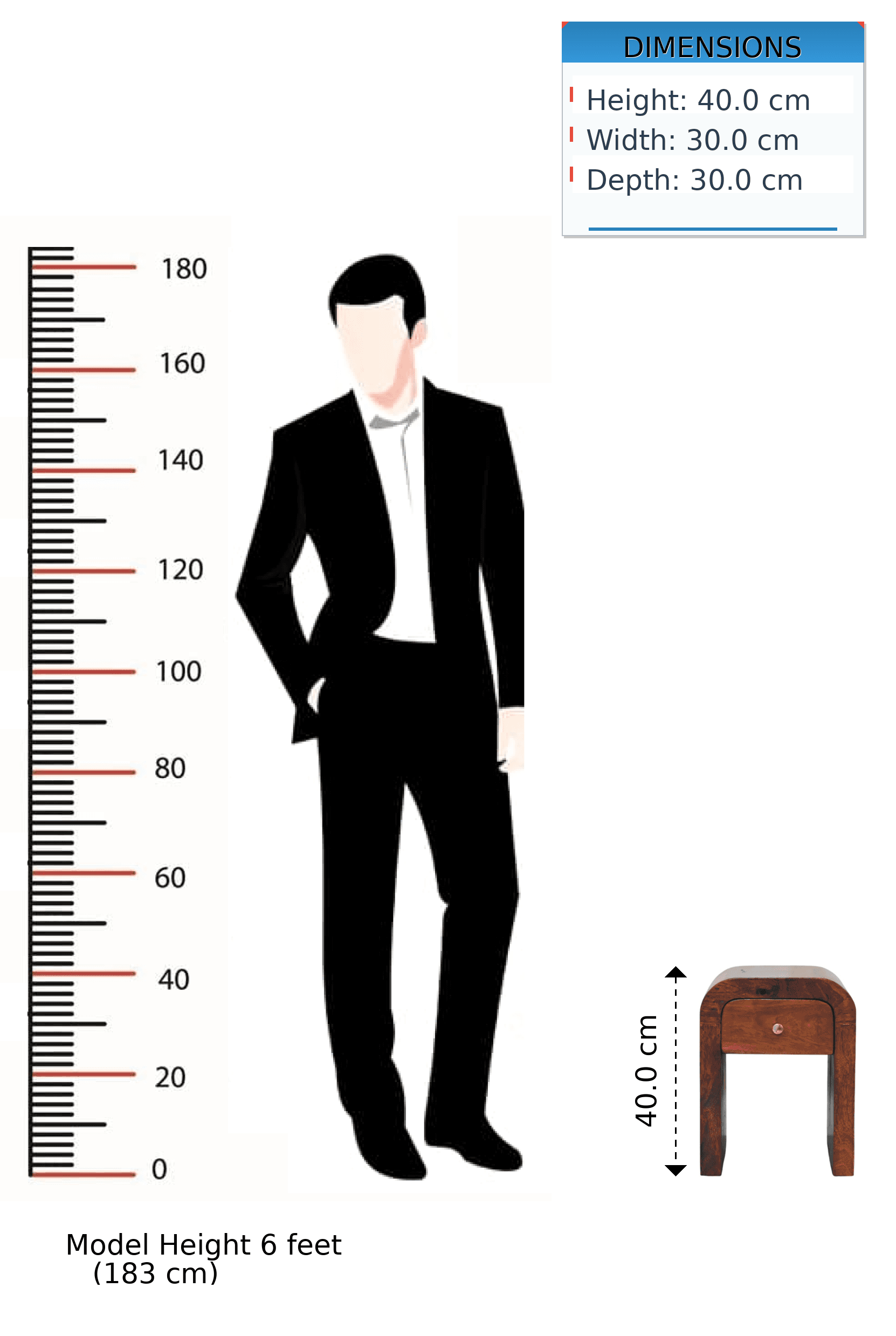 Handcrafted Solid Mango Wood Nightstand in Chestnut - image 2