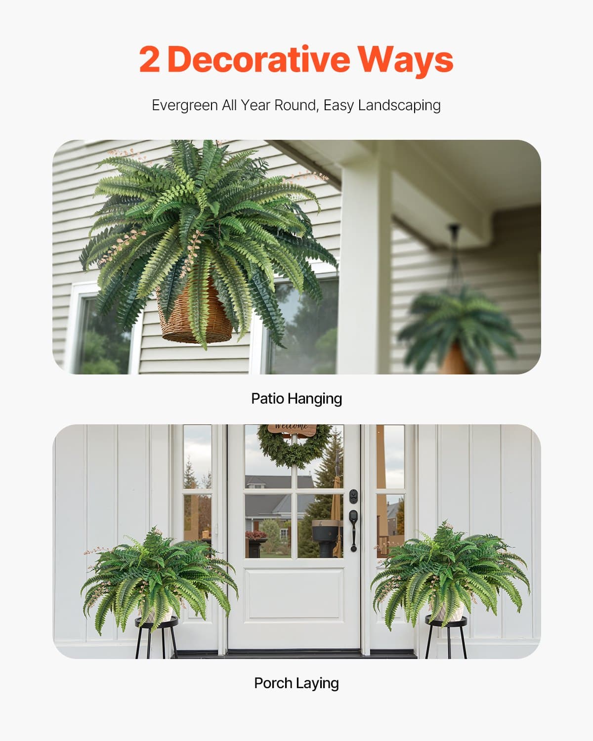 Effortless Greenery: Large, Lifelike Hanging Boston Fern - image 3