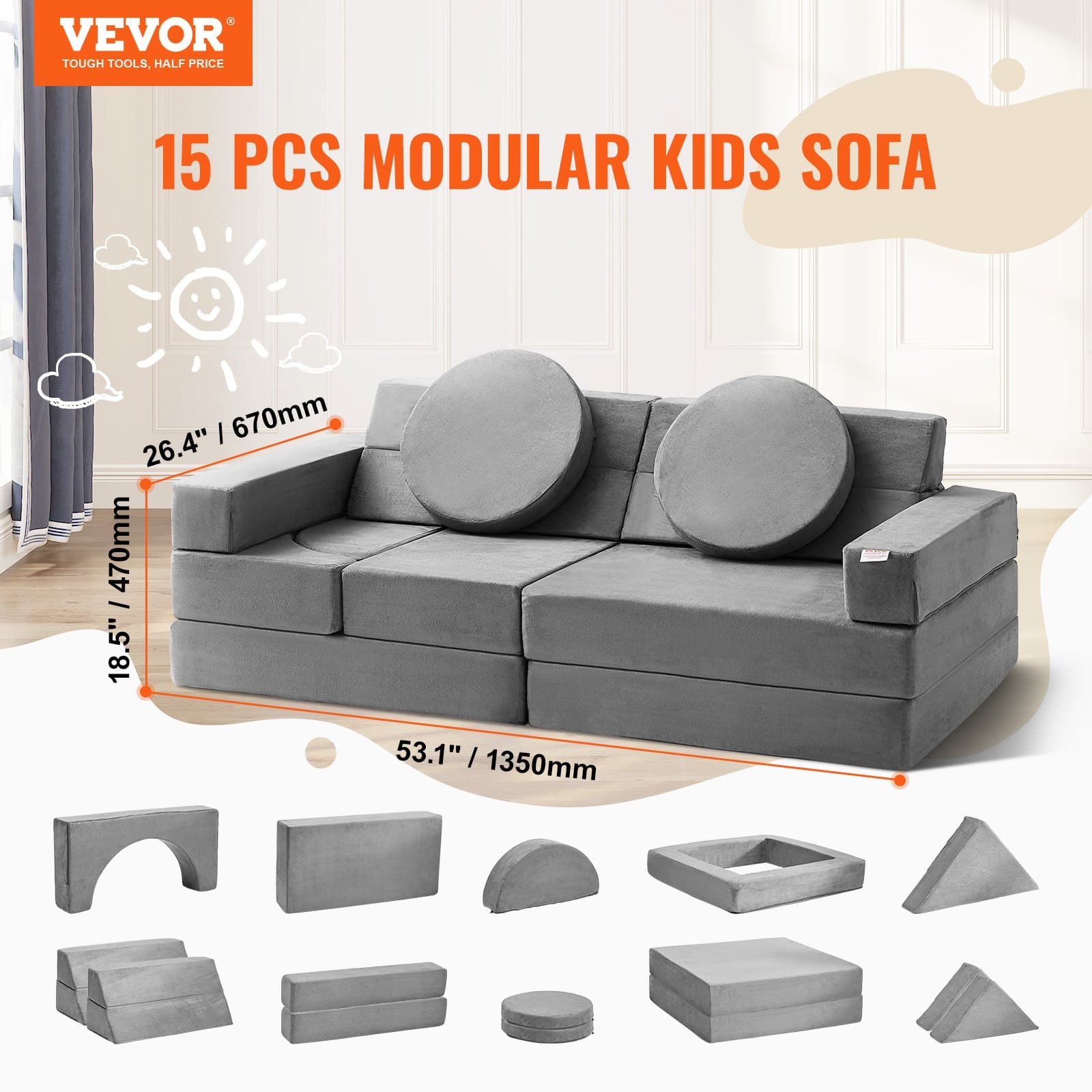 Unleash Imagination with a 15-Piece Modular Play Sofa - image 3