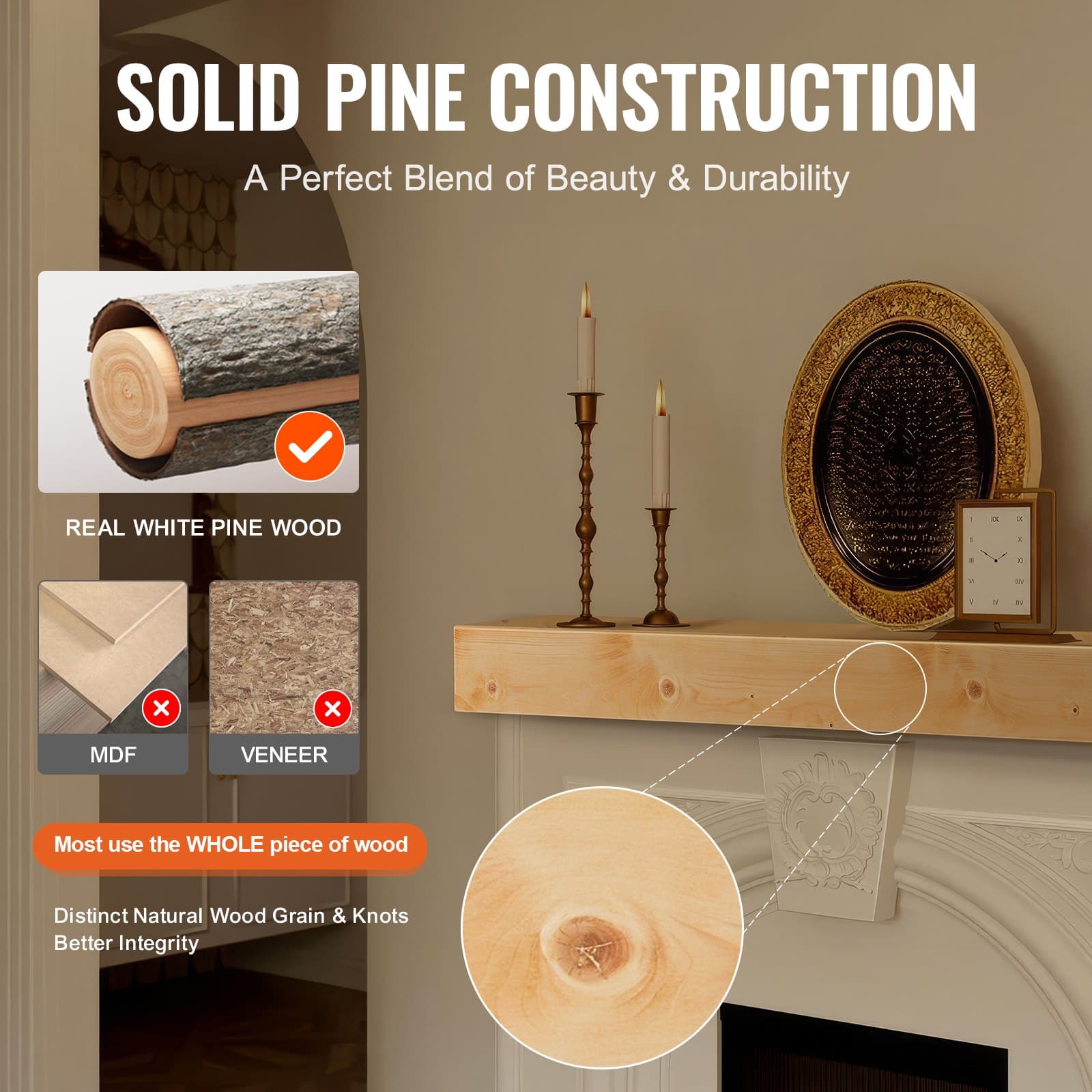 Transform Your Room with a Rustic Solid Wood Mantel Shelf - image 1
