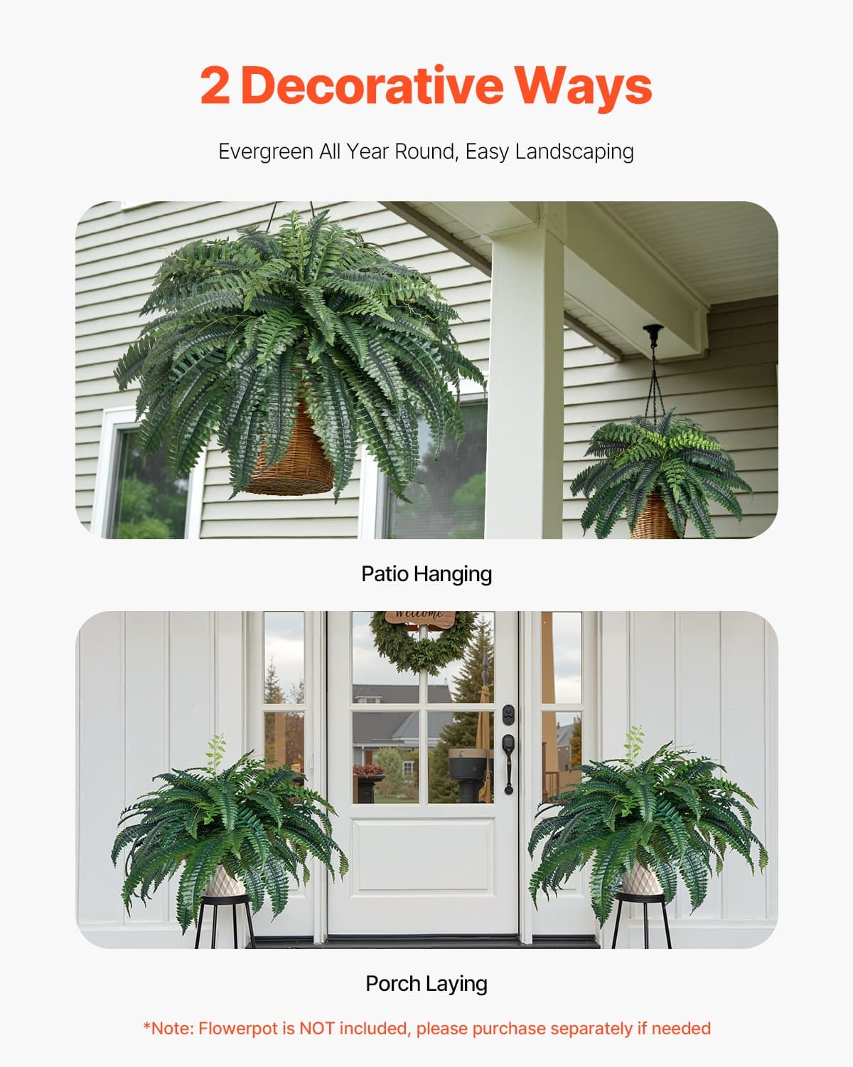 Effortless Greenery: Large Lifelike Hanging Boston Fern - image 1