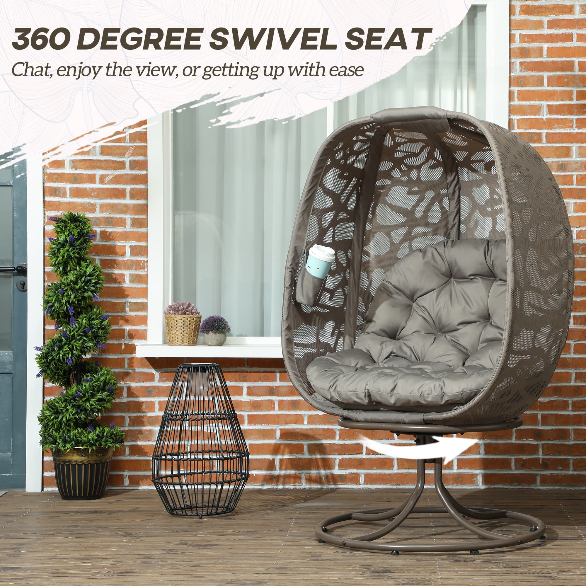 Transform Your Space with the Sand Brown Swivel Egg Chair - image 1