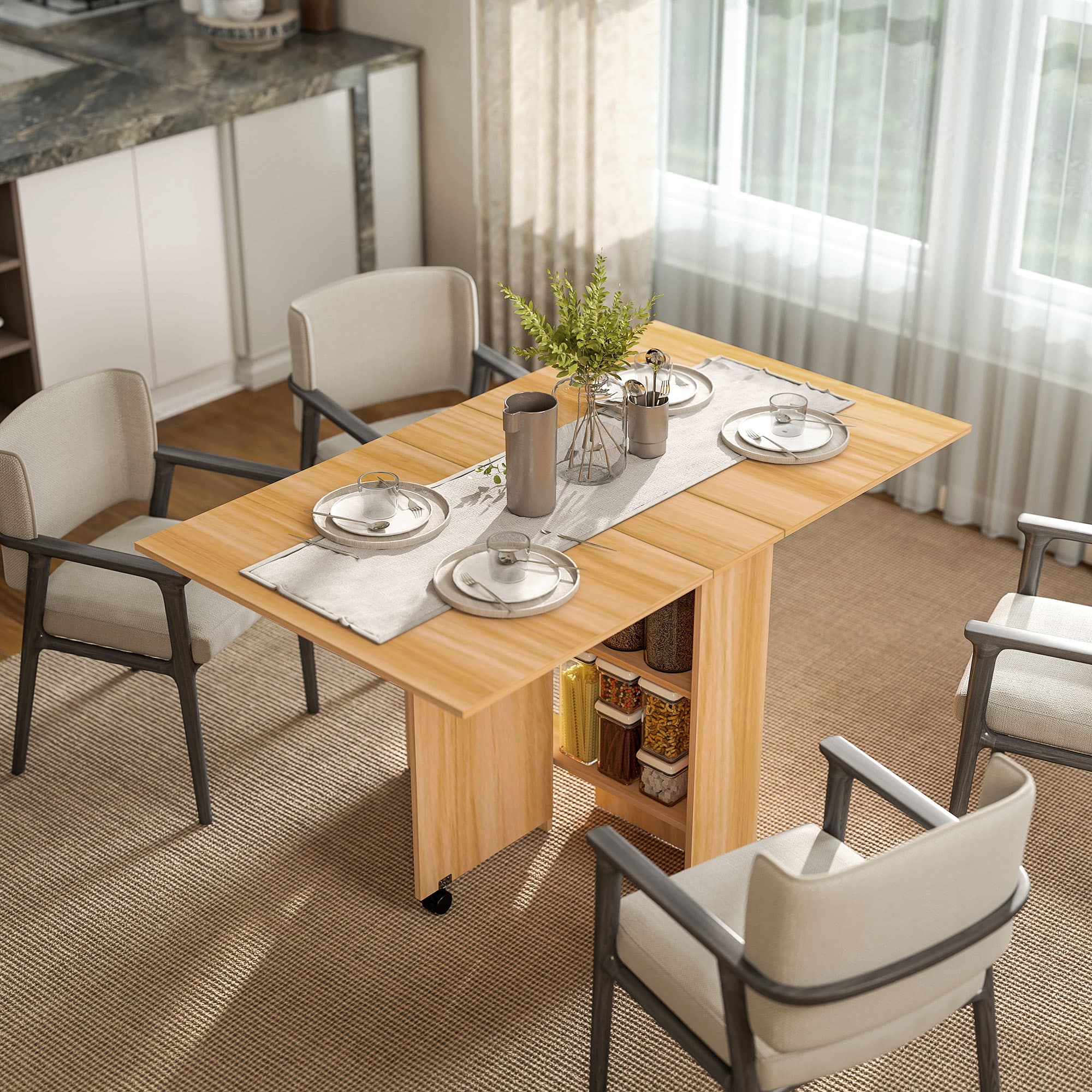 Effortless Space-Saving Teak Folding Dining Table - image 1