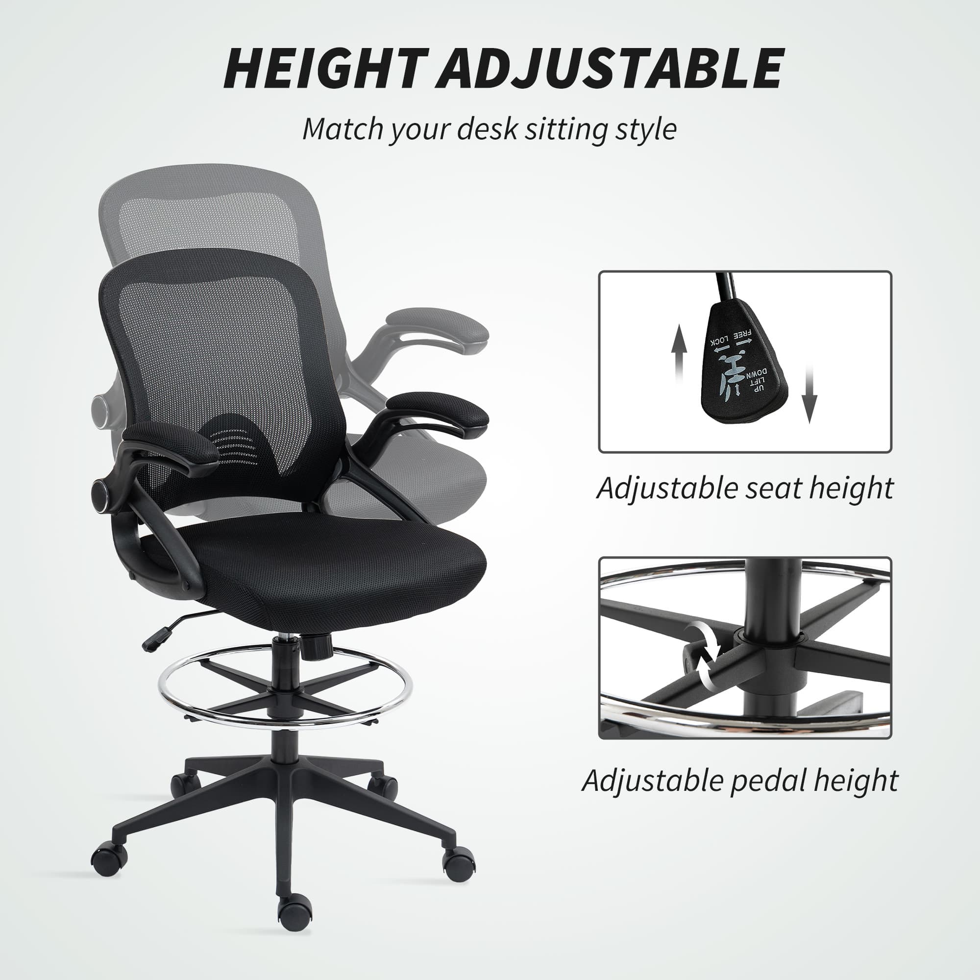 Transform Your Workspace with the Vinsetto Drafting Chair - image 2