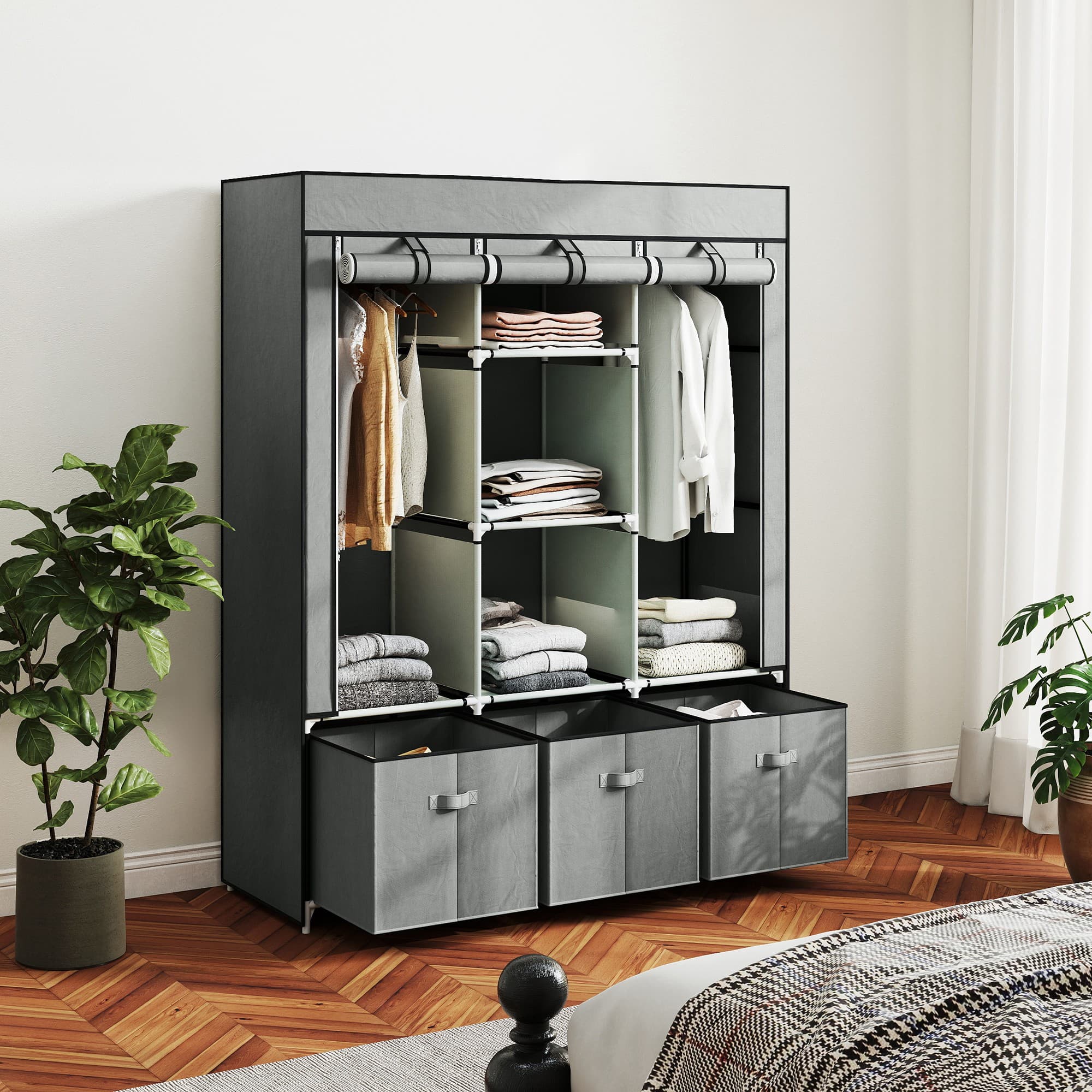 Clothes with a portable light grey wardrobe - image 10