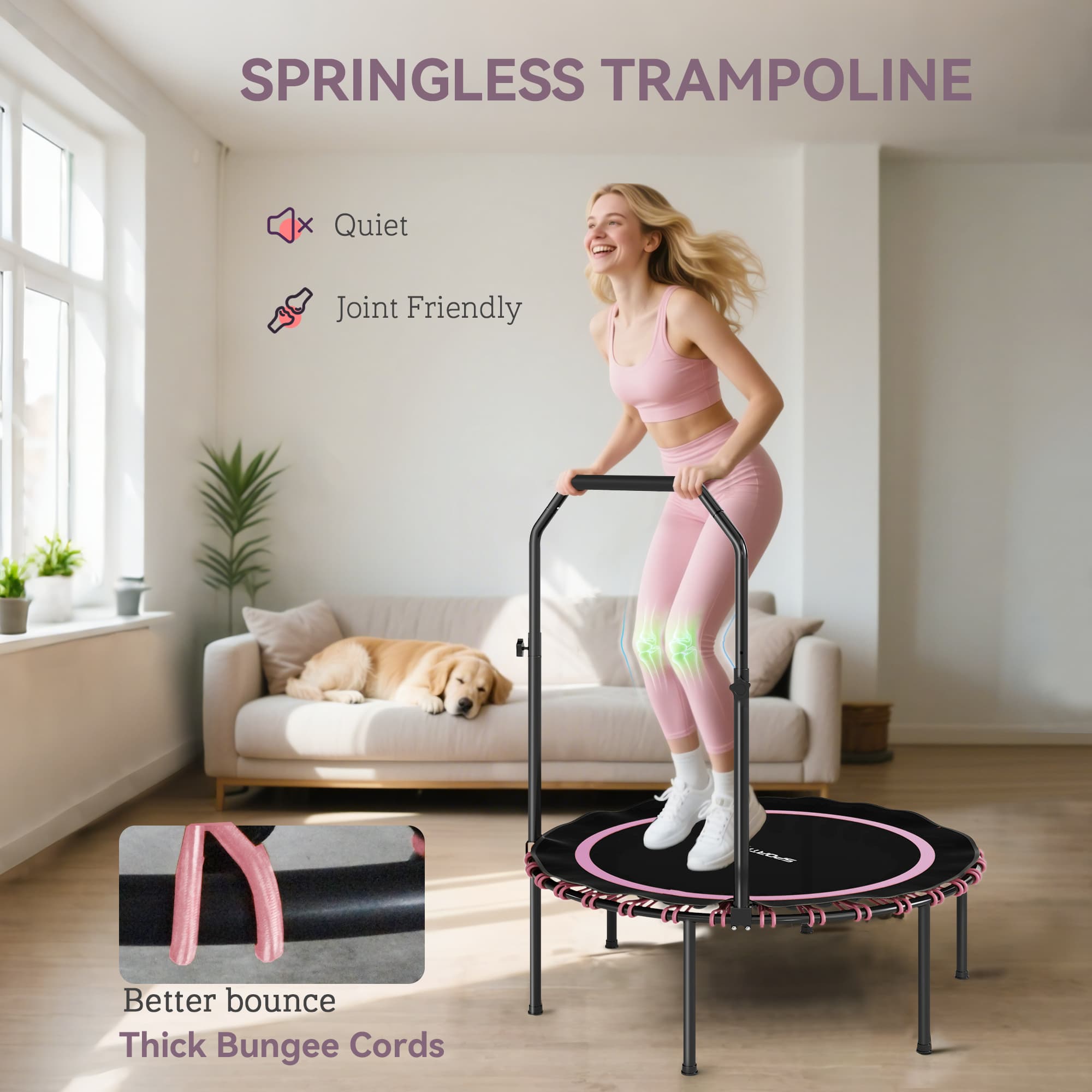Pink Foldable Fitness Trampoline for Home Workouts - image 7