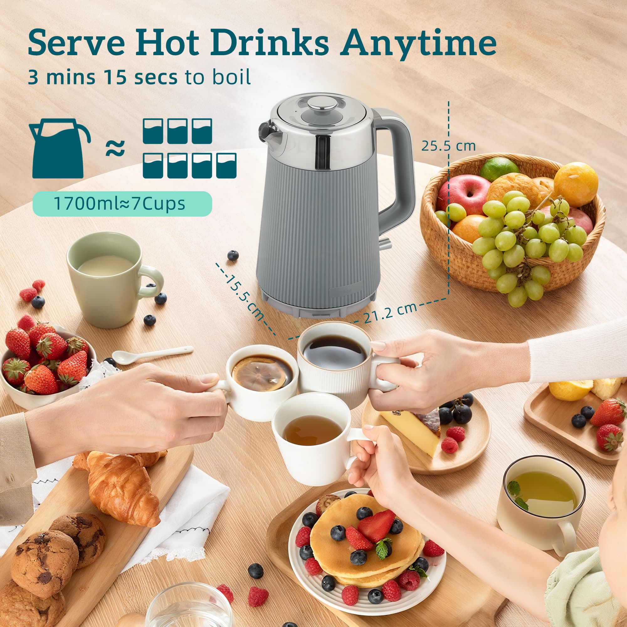 Transform Your Mornings with this Taupe Kettle and Toaster Set - image 2