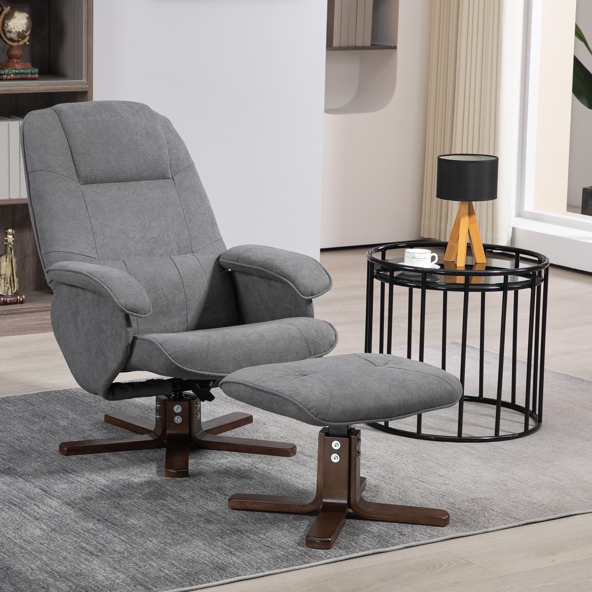 Effortless Comfort: Grey Swivel Recliner & Footstool - image 2