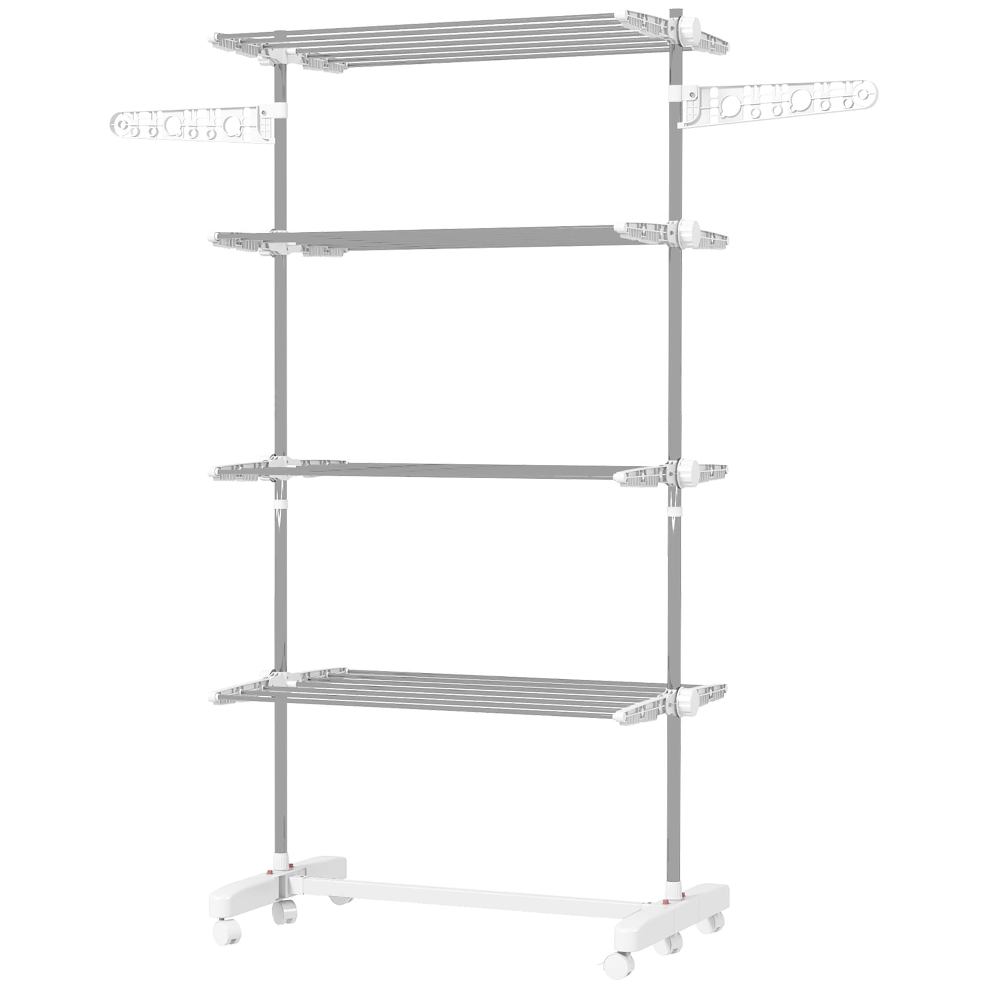 Four-Tier Clothes Horse with Foldable Side Arms and Braked Wheels - image 9