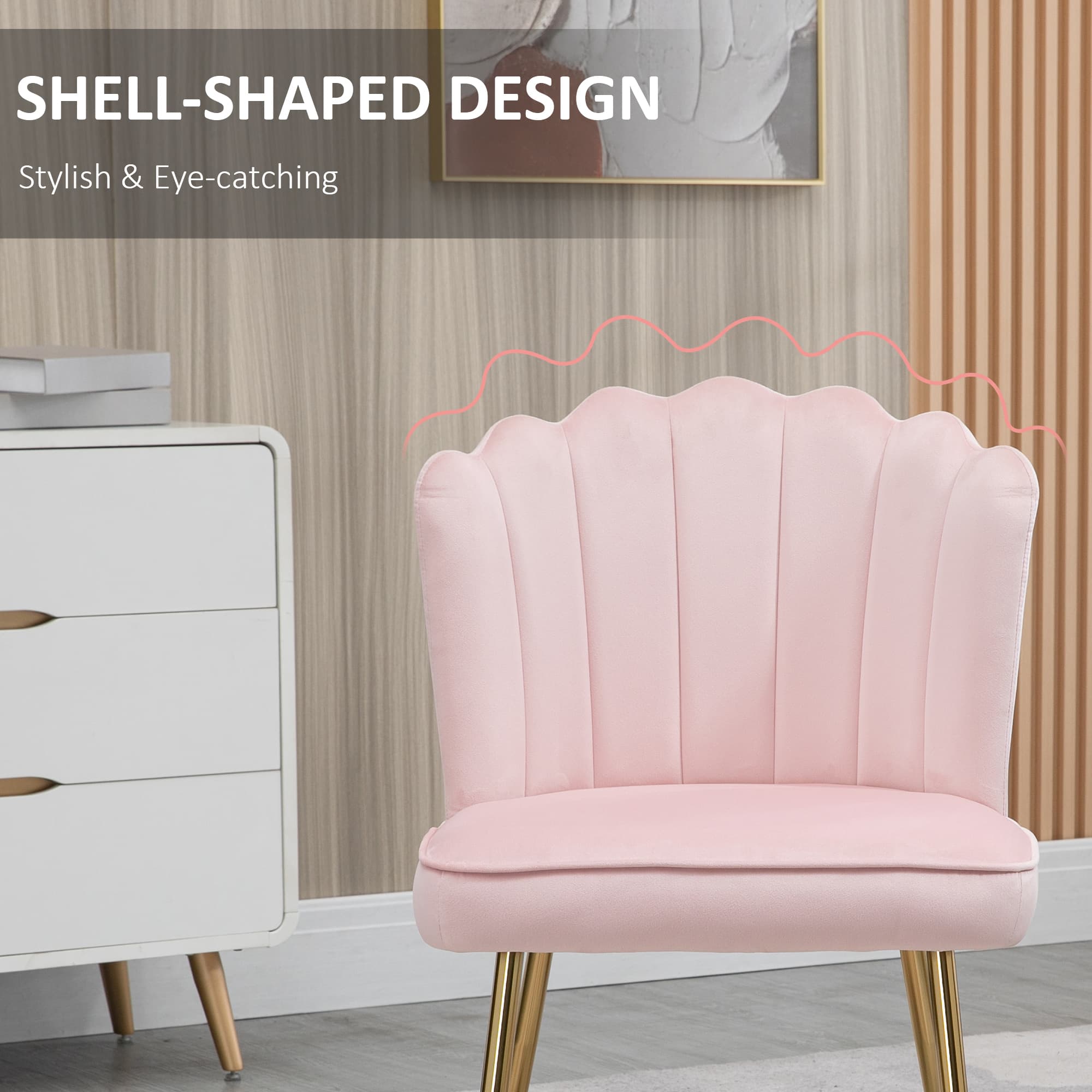 Discover Effortless Elegance: Pink Velvet Shell Accent Chair - image 3