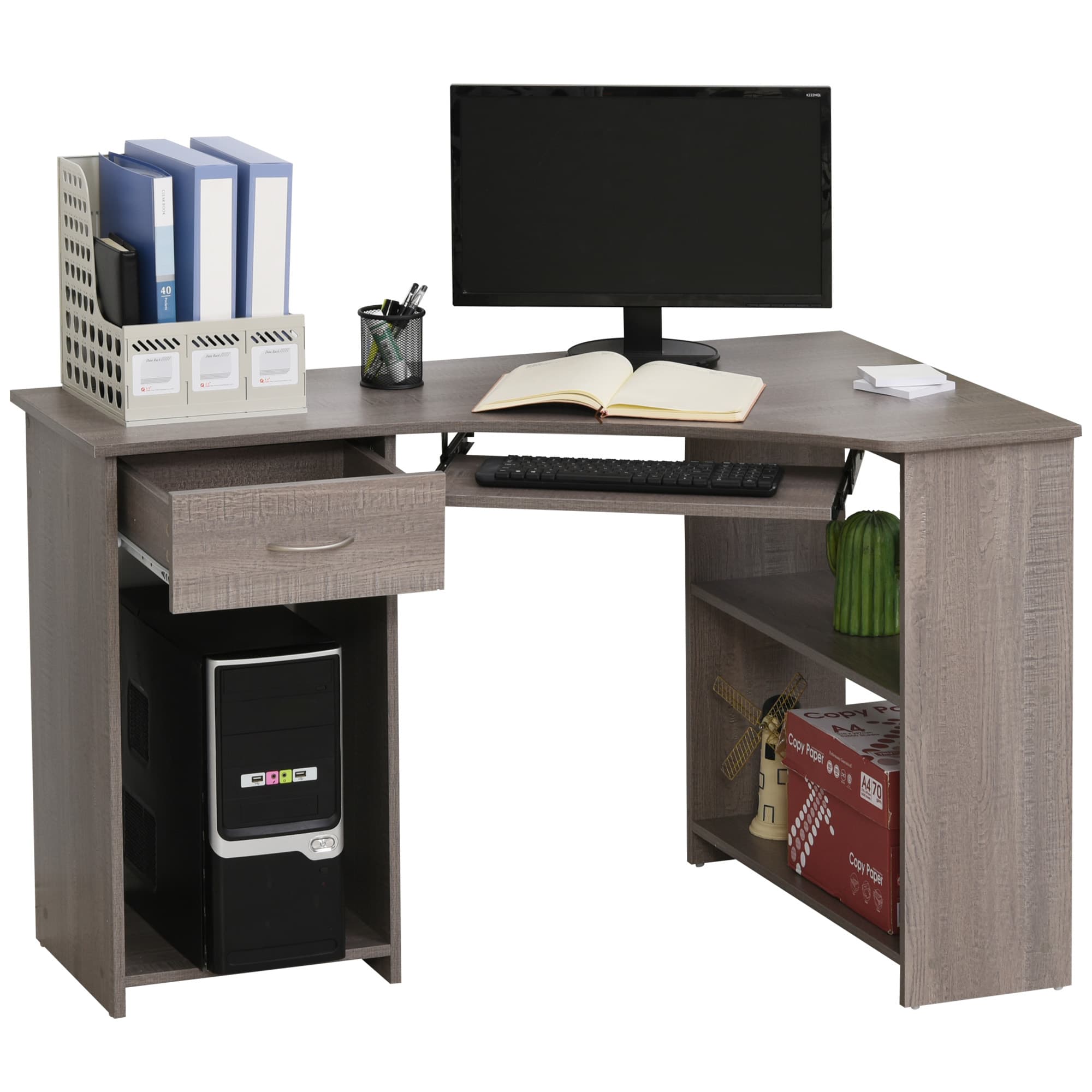 Transform Your Workspace with this Grey L-Shaped Corner Desk - Grey