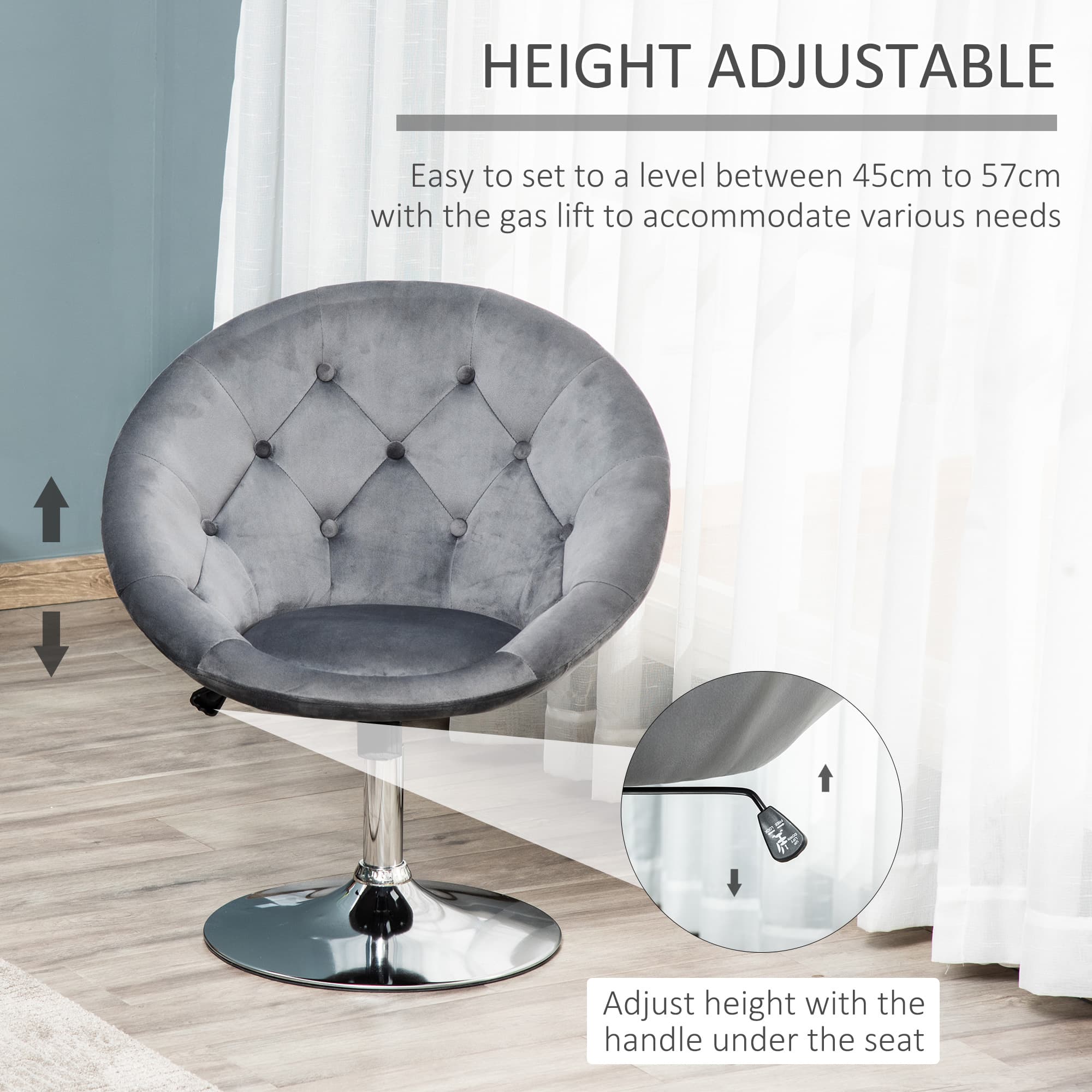 Transform Your Space With This Grey Velvet Swivel Vanity Stool - image 3