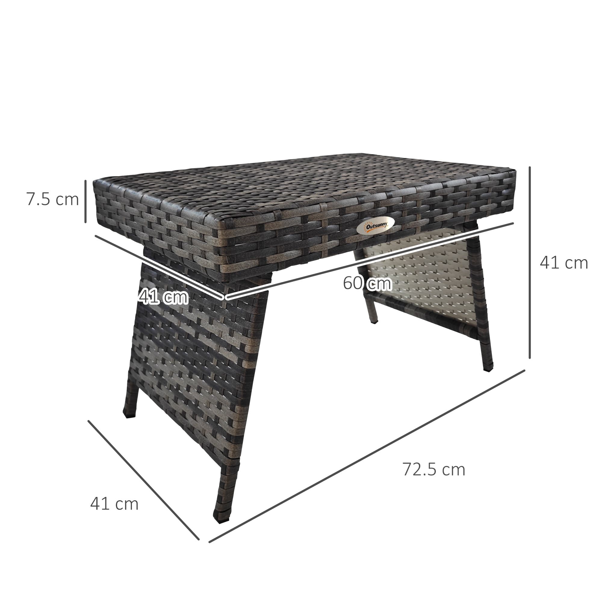 Foldable Rattan Garden Side Table in Mixed Grey for Patio and Balcony - image 10