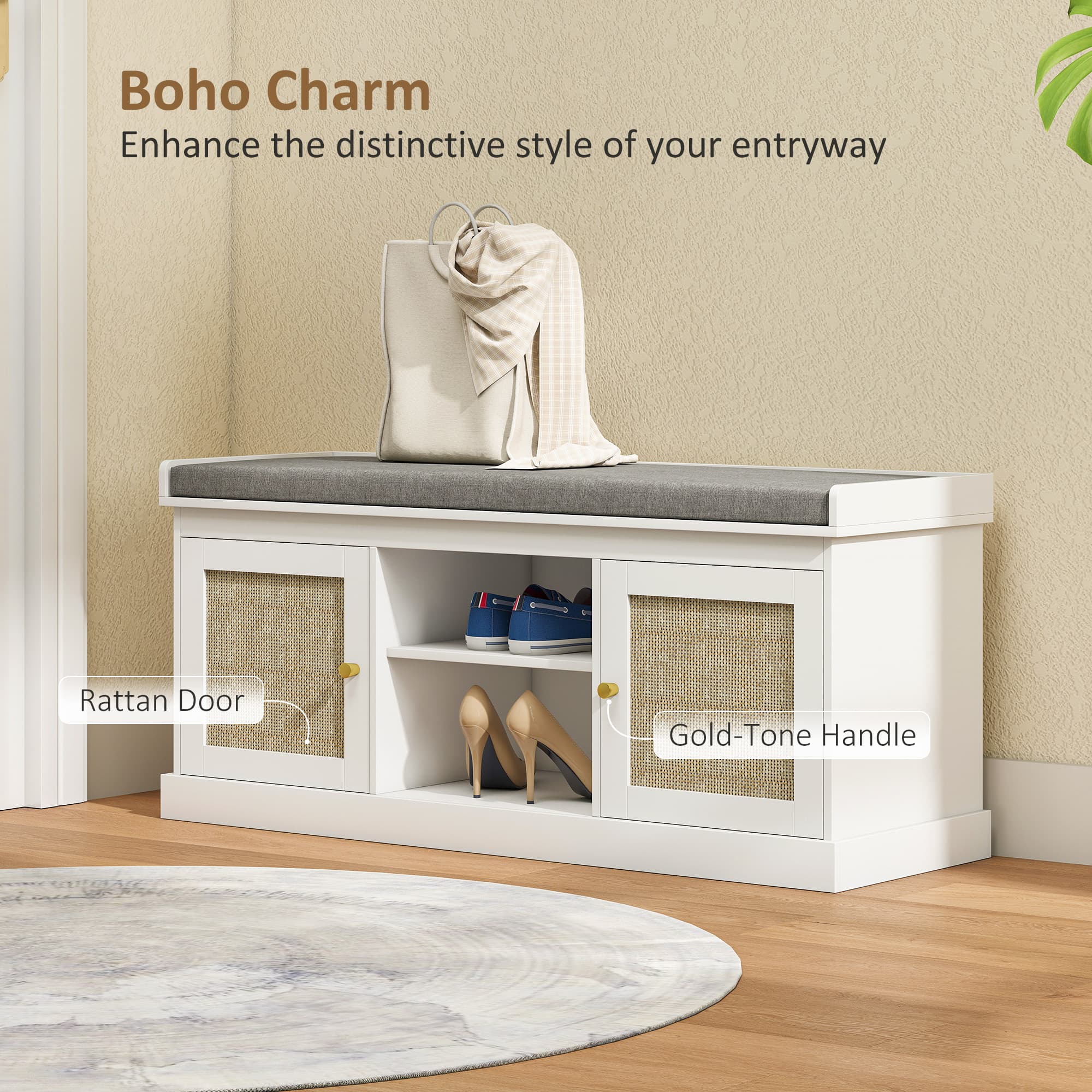 Transform Your Hallway with this Boho Rattan Shoe Bench - image 5