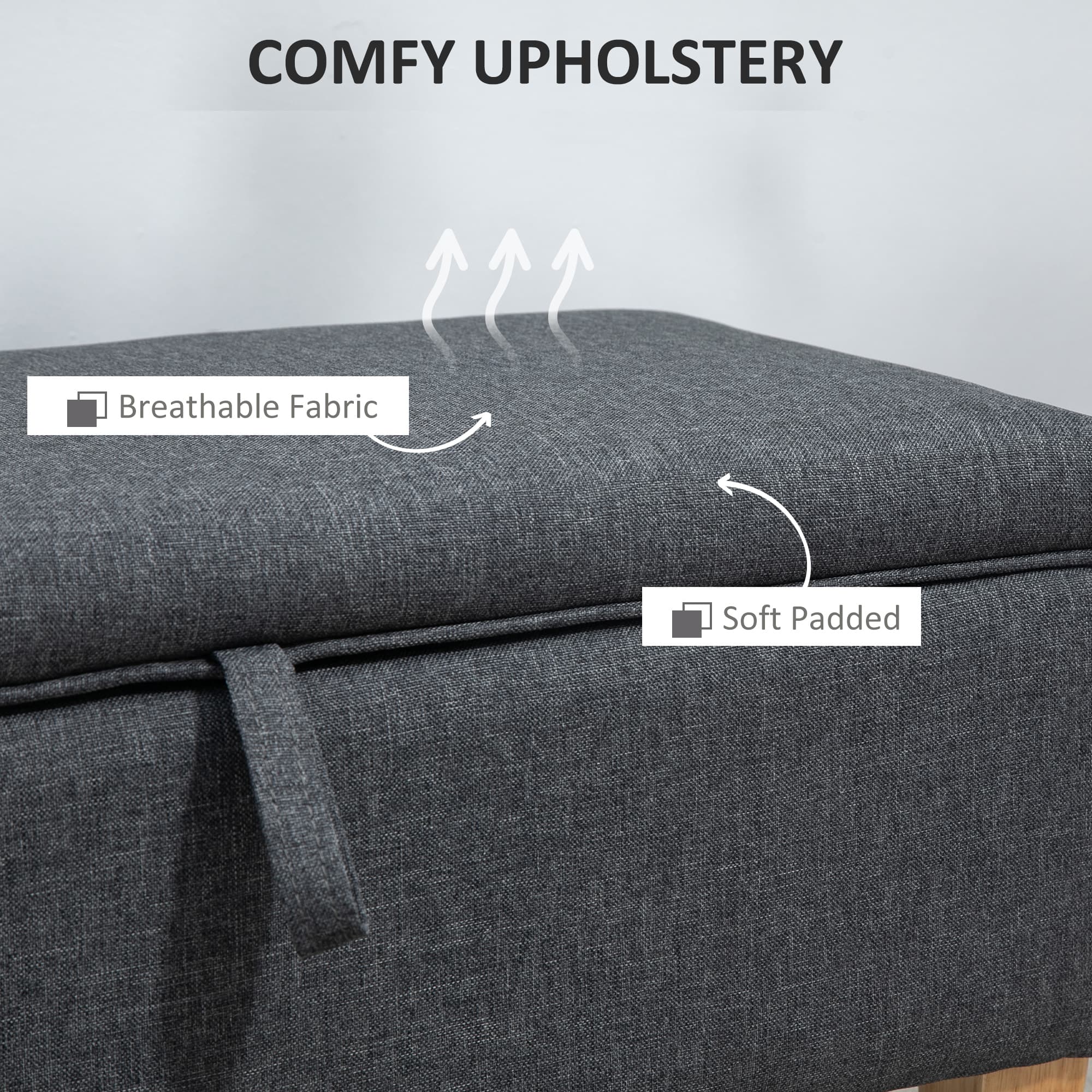Transform Your Space with this Dark Grey Storage Ottoman Bench - image 3