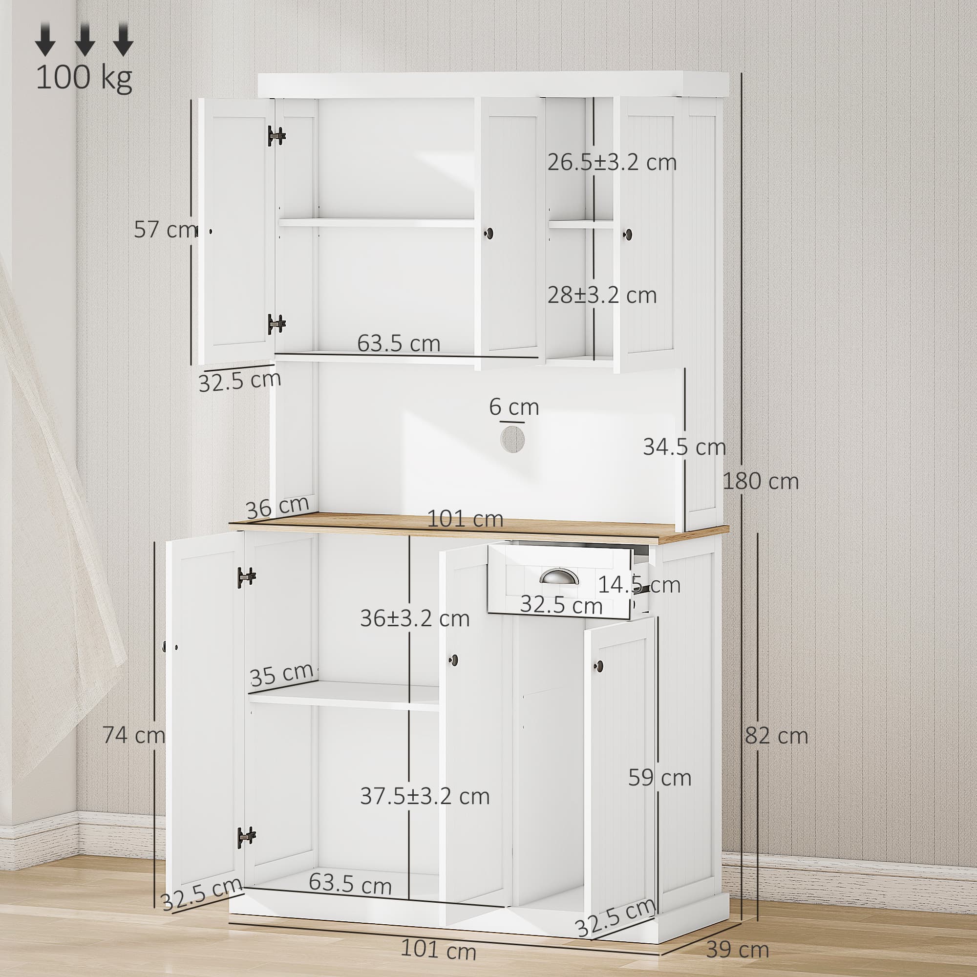 Effortless Storage: 180cm Freestanding Kitchen Cabinet - image 3