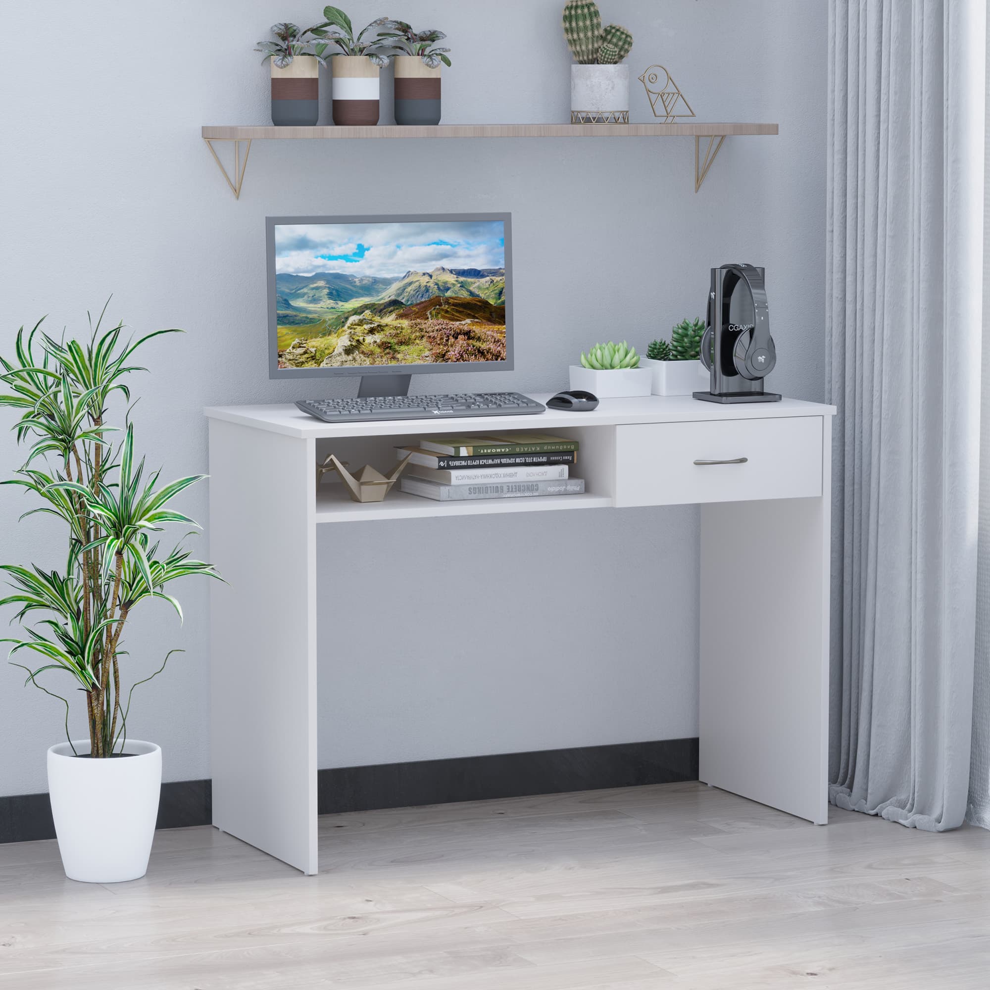 Transform Your Workspace with this Compact White Desk - image 1