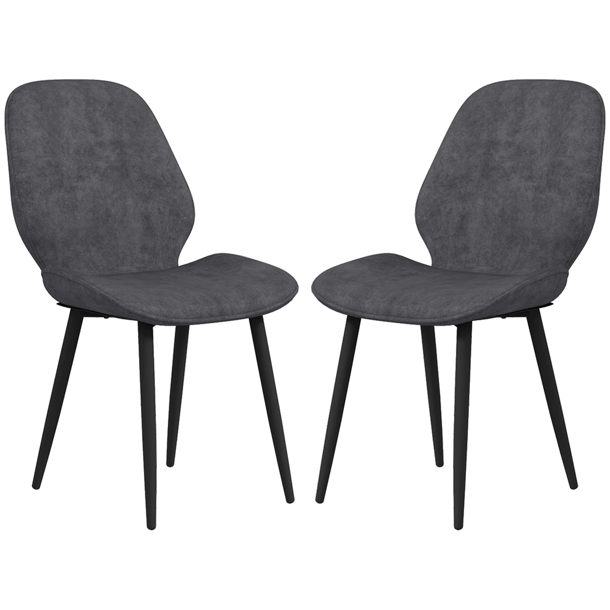 Effortless Elegance: Set of 2 Grey Velvet Dining Chairs - Grey