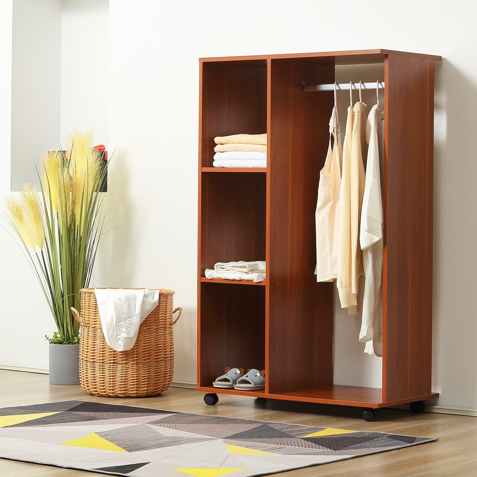Effortless Organisation: Walnut Mobile Open Wardrobe - image 4