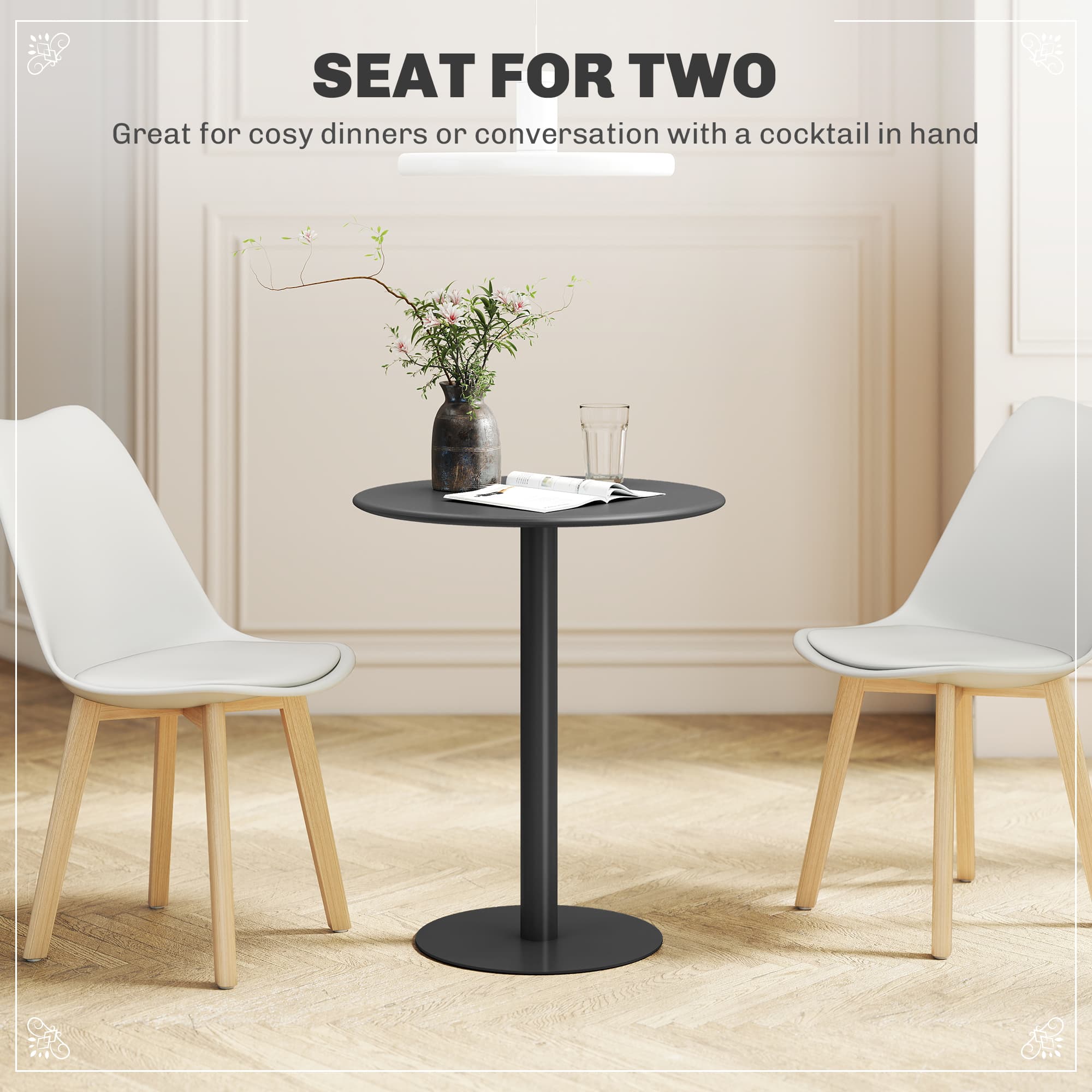 60cm Round Steel Dining Table in Matte Black - image 7